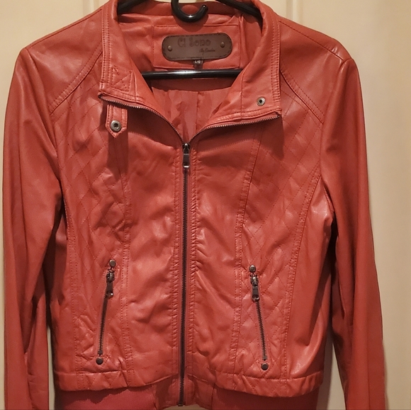 Ci Sono Women's Rust Pleather Jacket Size Large - Picture 4 of 7
